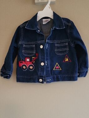 Vintage denim jacket with tractor detail